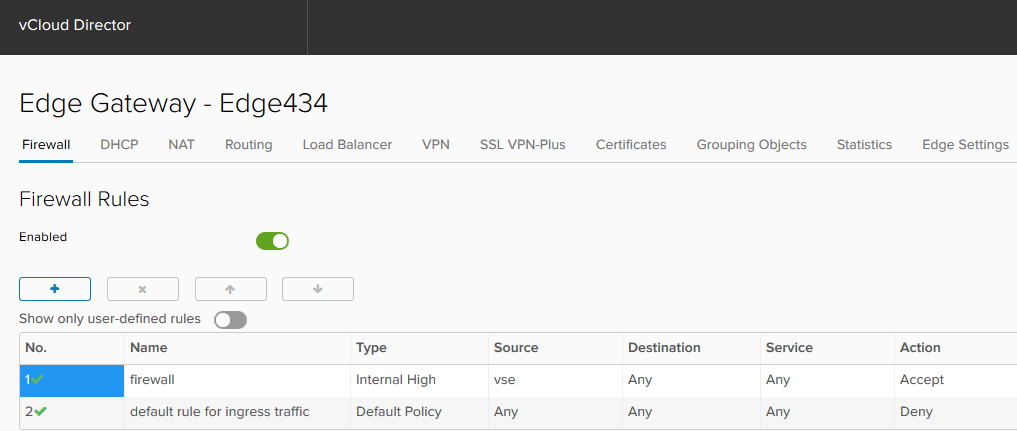 Edge, настройка Firewall: Tenant Portal Далее Вы будете перенаправлены на Tenant Portal для настройки сервисов vShield Edge.